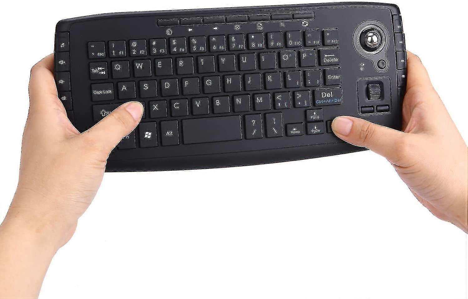 Multimédia 2.4ghz Wireless Mini Keyboard avec Trackball Mouse Wheel Compatible Pc / mac / android Tv Box, télécommande, X Structure-e