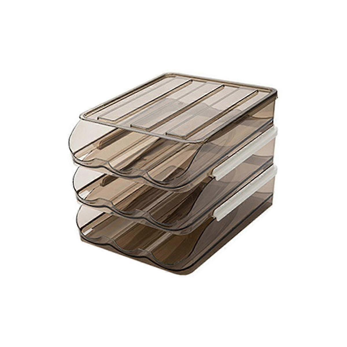 Egg Holder for Fridge,Automatic Rolling Egg Container for Refrigerator,Stackable Fridge Organizers and Storage+Lid,B