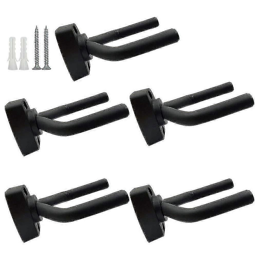 5 Pack Black Guitar Hanger Holder - Wall Mount Display With Screws