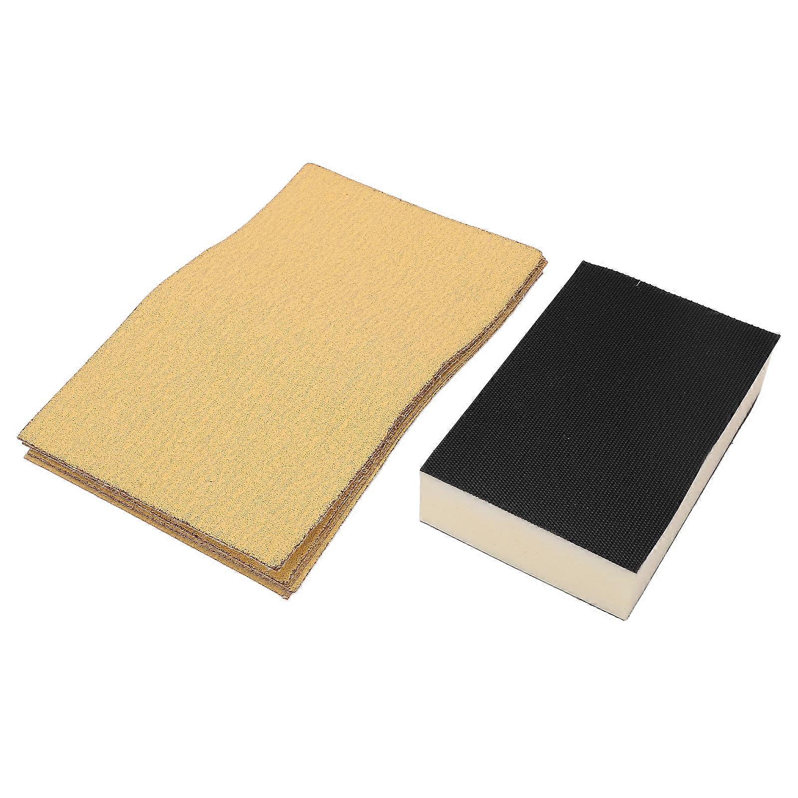 7 Pcs Set Hand Sanding Block Sandpaper Strong Grinding Force Sanding Sponge with Flocking Yellow Sandpaper