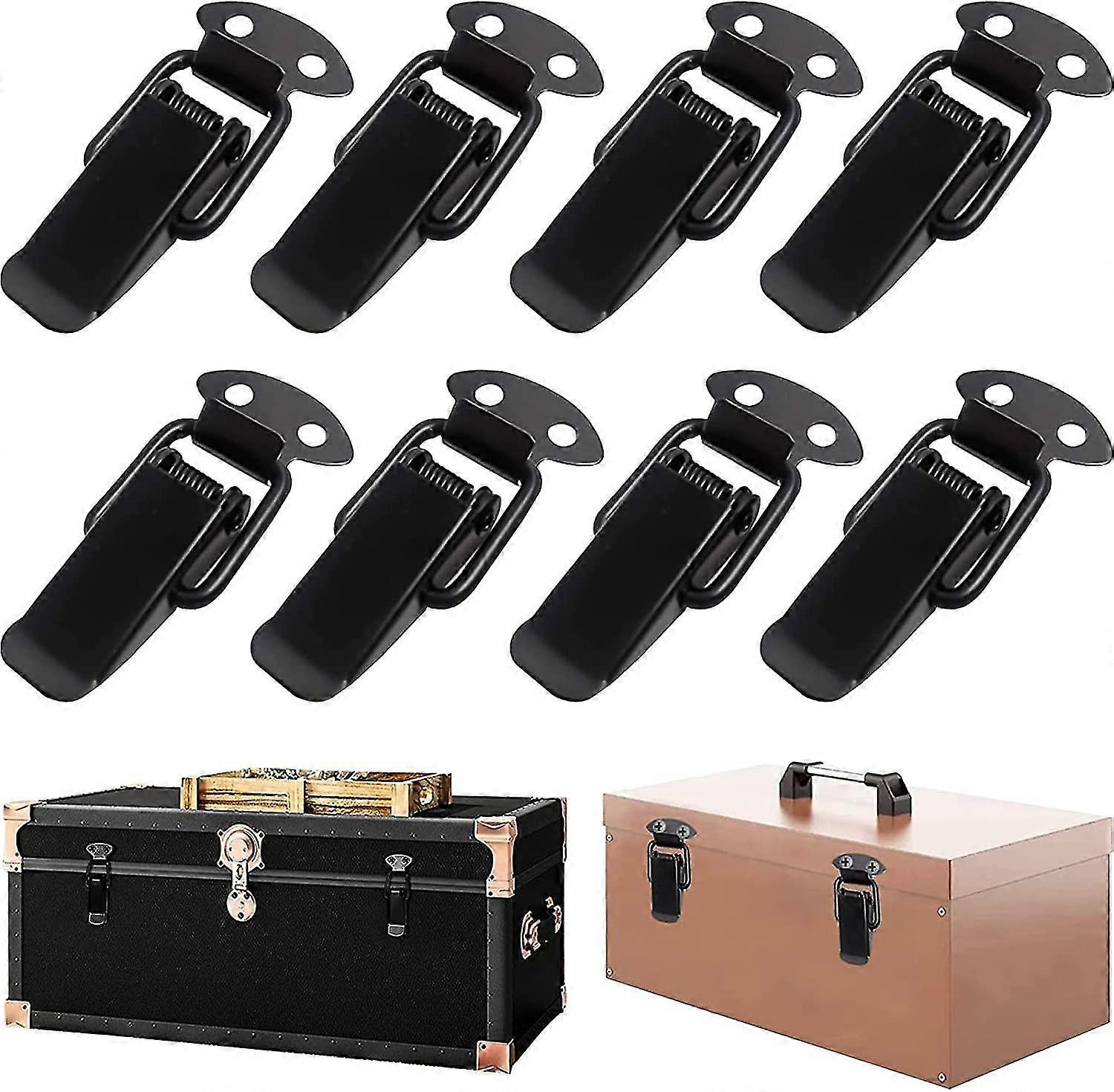 8ステンレススチールトグルクラスプ、レバーラッチドアハスプ、スプリングラッチ(ブラック)Jskeeのセット