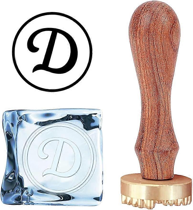 Ice Stamp Letter D Ice Cube Stamp Ice Branding Stamp with Removable Brass Head & Wood Handle Vintage 1.1" Ice Stamp