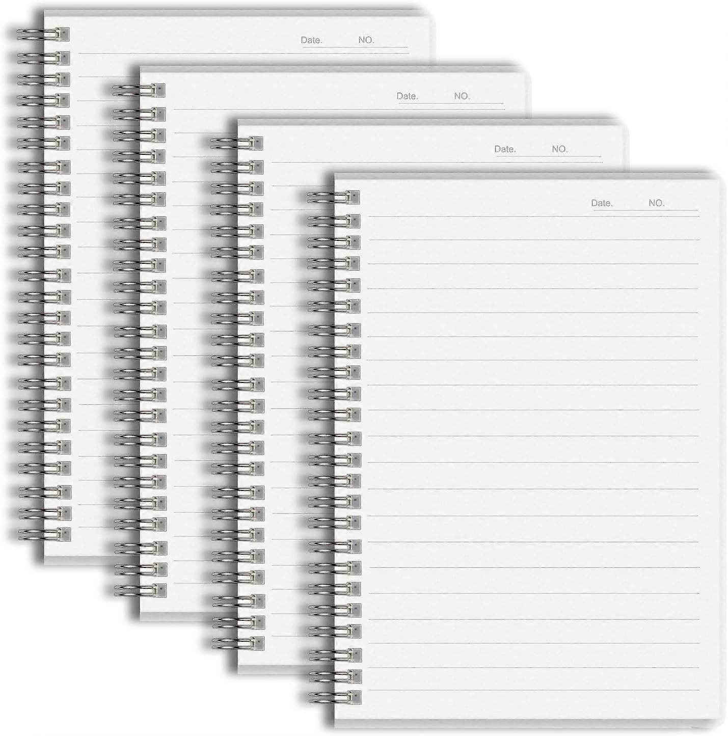A5 metal notebook, coil bound, lined, 4-pack, hard matte plastic cover