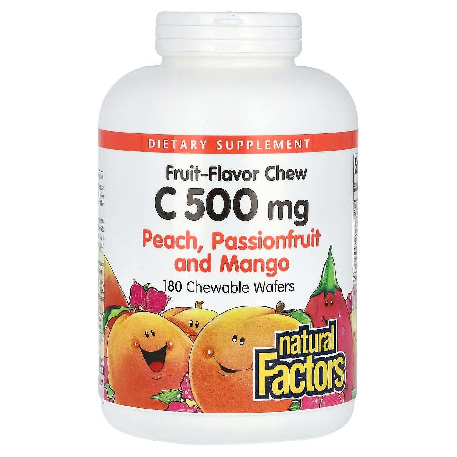 Natural Factors, Vitamin C, Fruit-Flavor Chew, Peach, Passionfruit and Mango, 500 mg, 180 Chewable W