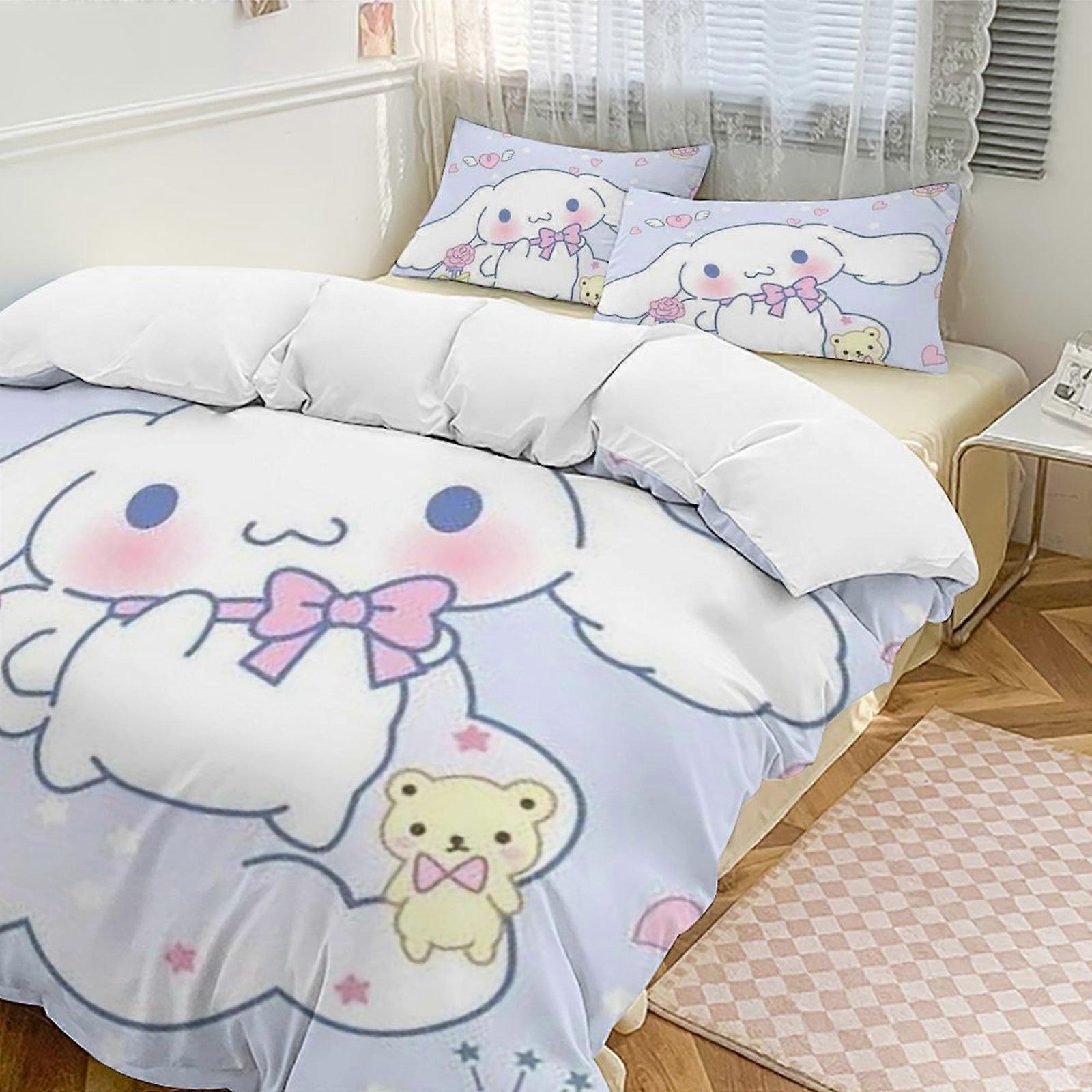 v930 Cinnamoroll 3-Piece Twin Bed Set - Includes 1 Single Comforter And 2 Pillowcases Bedding - Fade Resistant Microfiber - Cinnamoroll io930