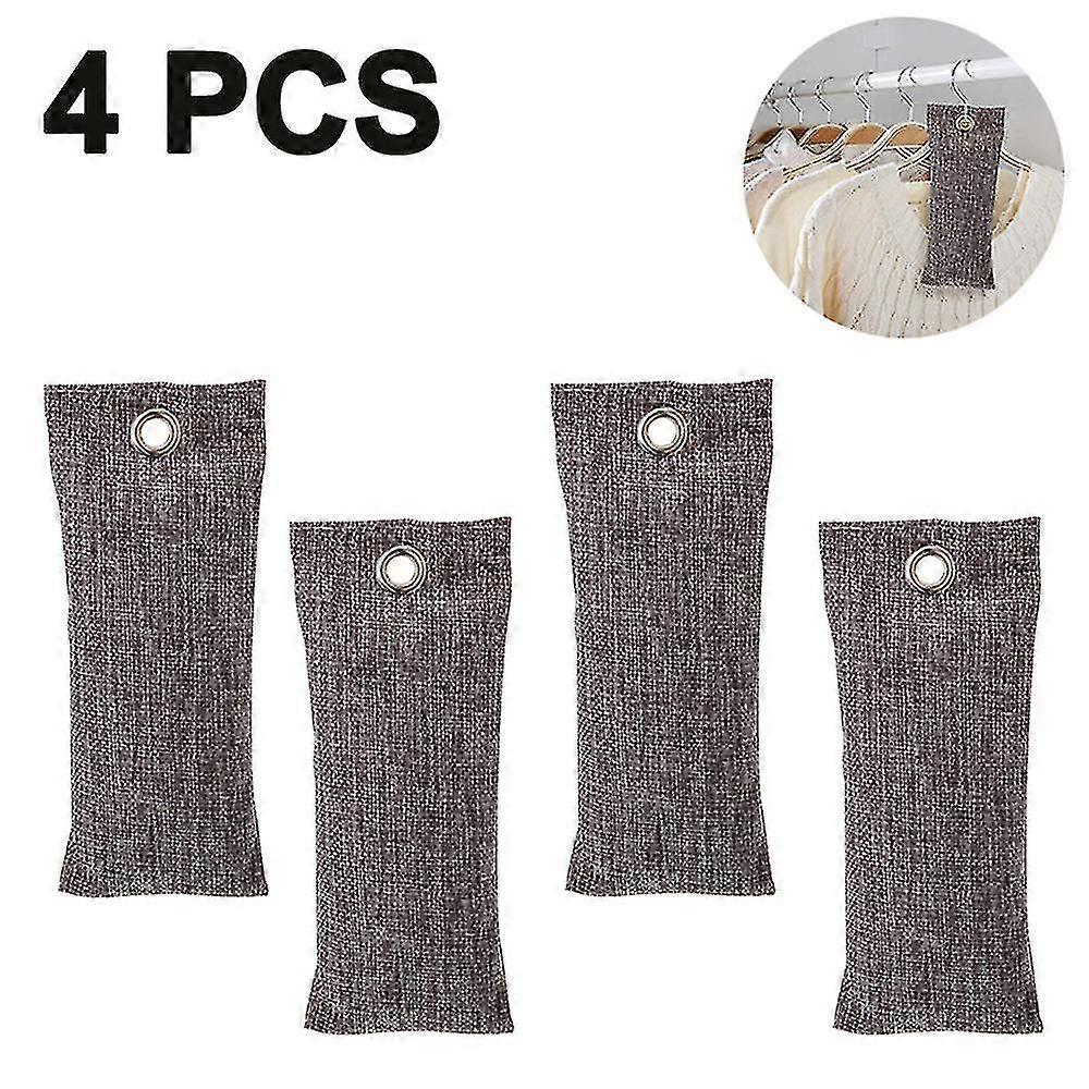 4 Pack Activated Bamboo Charcoal Air Purifying Bags, Activated Charcoal Shoe Deodo