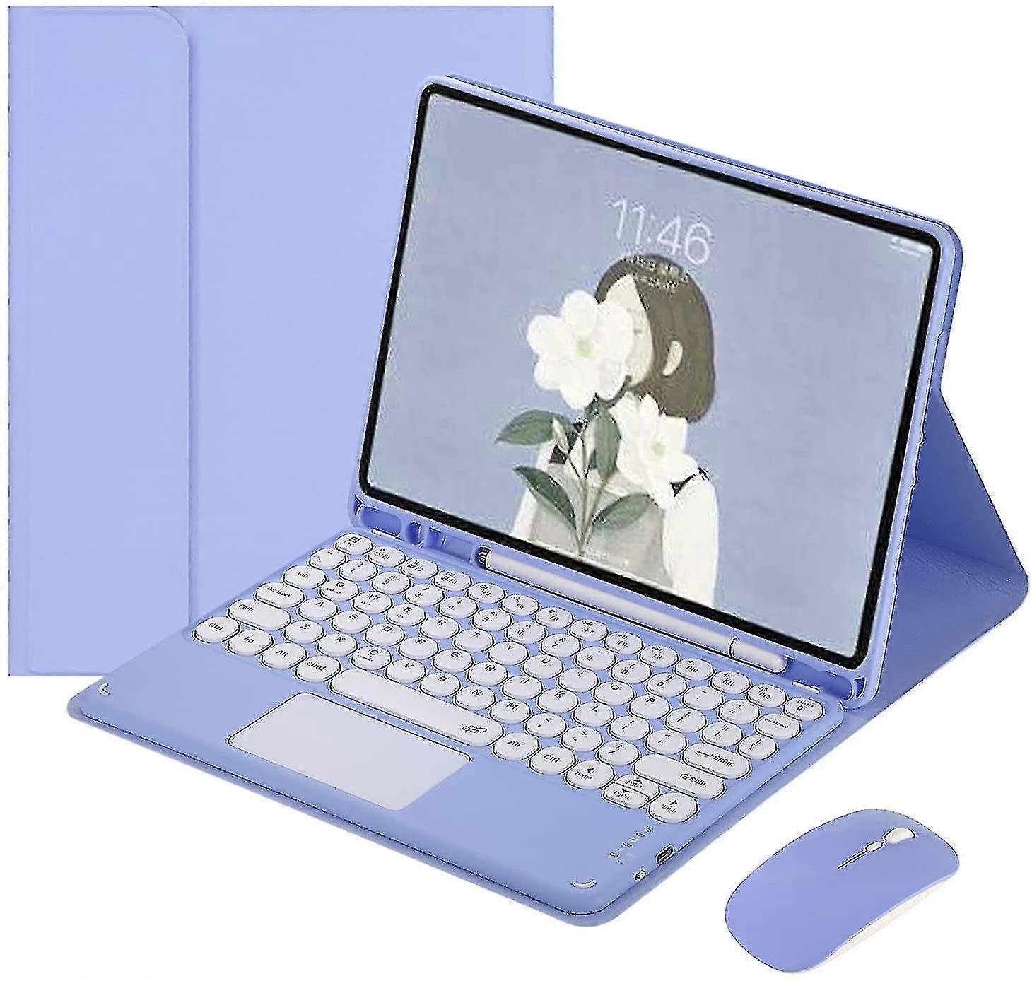 2021 Ipad Pro 12.9 5 ° 4 ° 3 ° generazione Touch Keyboard Case con mouse Bluetooth Carino tastiera rotonda a colori Touchpad Tastiera trackpad rimovibile