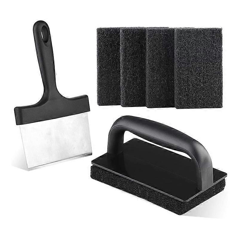 Griddle Cleaning Kit Flat Top Scouring Pads with 6In Grill Scraper Non Scratch Griddle Scrubber Cle