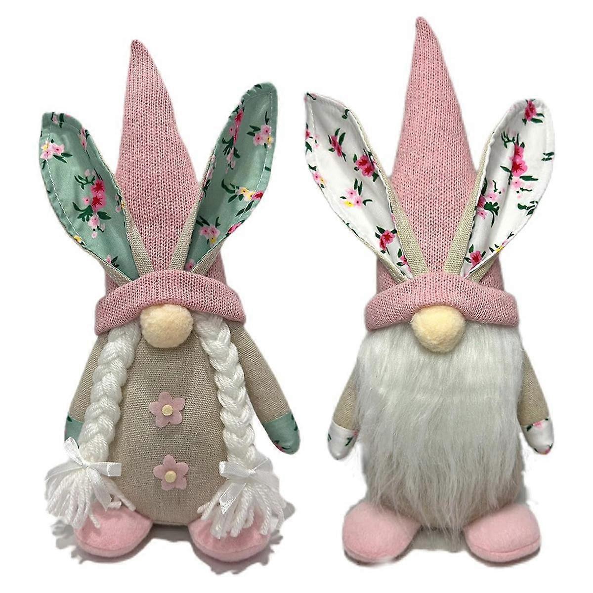 Easter Decorations, 2 Pcs Easter Gnomes Decor, Spring Gnomes Plush Swedish Tomte Elf Stuffed Doll,E