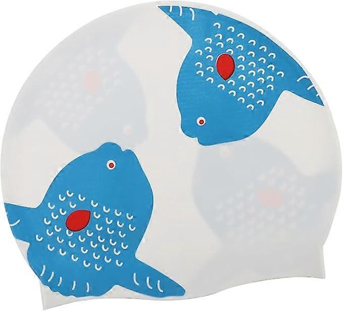 Swimming Cap Swim Cap Kid Bath Cap Swim for Kid Adorable Swim Silica Gel Child Girl Hat White 22*19CM white blue