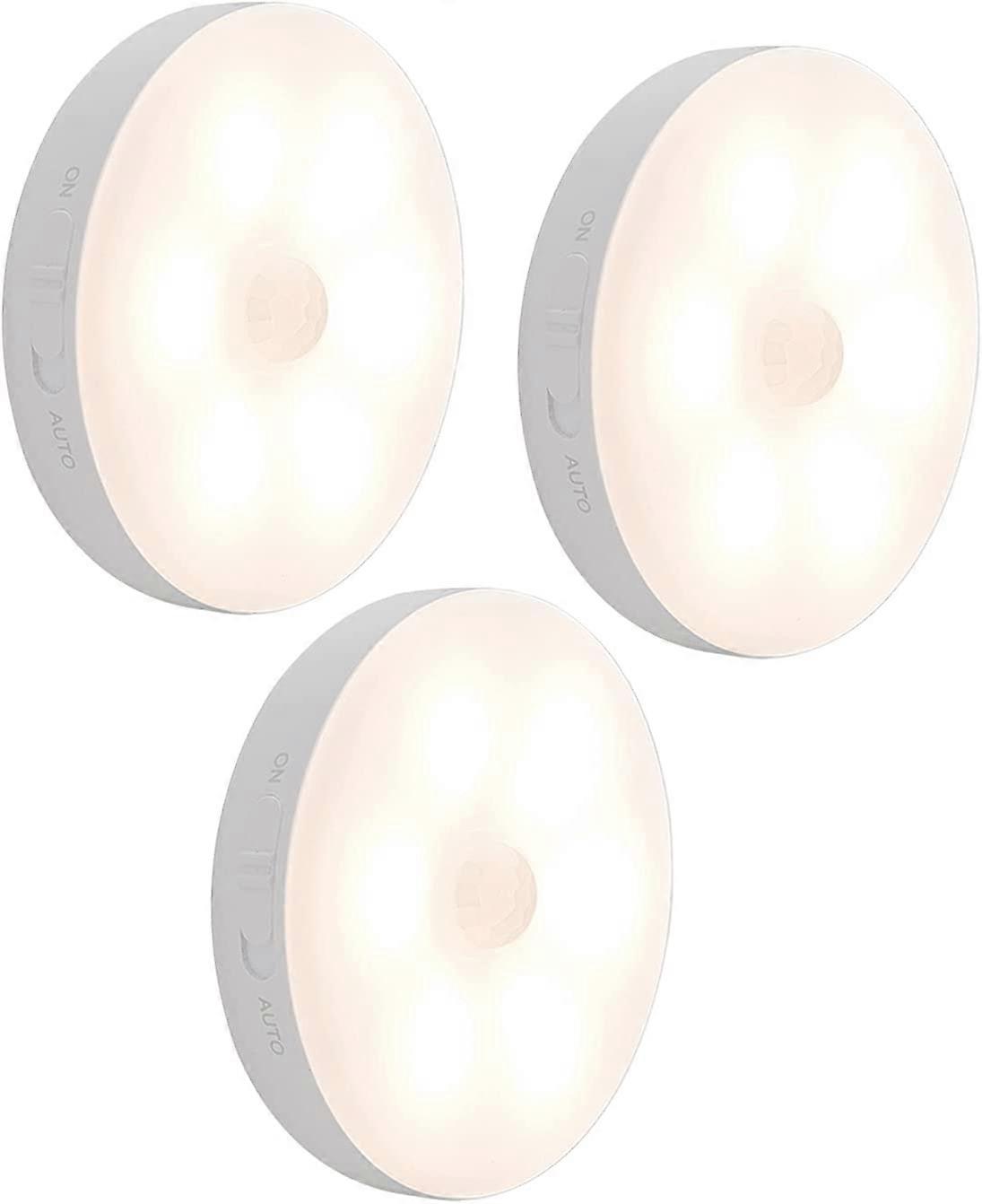 Motion Sensor Light, 3 Pack Closet Induction Lamp USB Rechargeable Indoor LED Night Light with Stick-On Magnetic Strip, for Corridor, Cabinet, Closet,