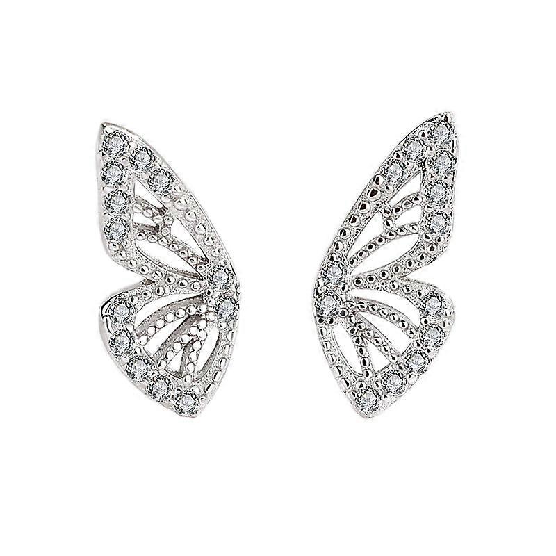 Butterfly Wing Earrings(A Pair)Gold Plated Simulated Diamond