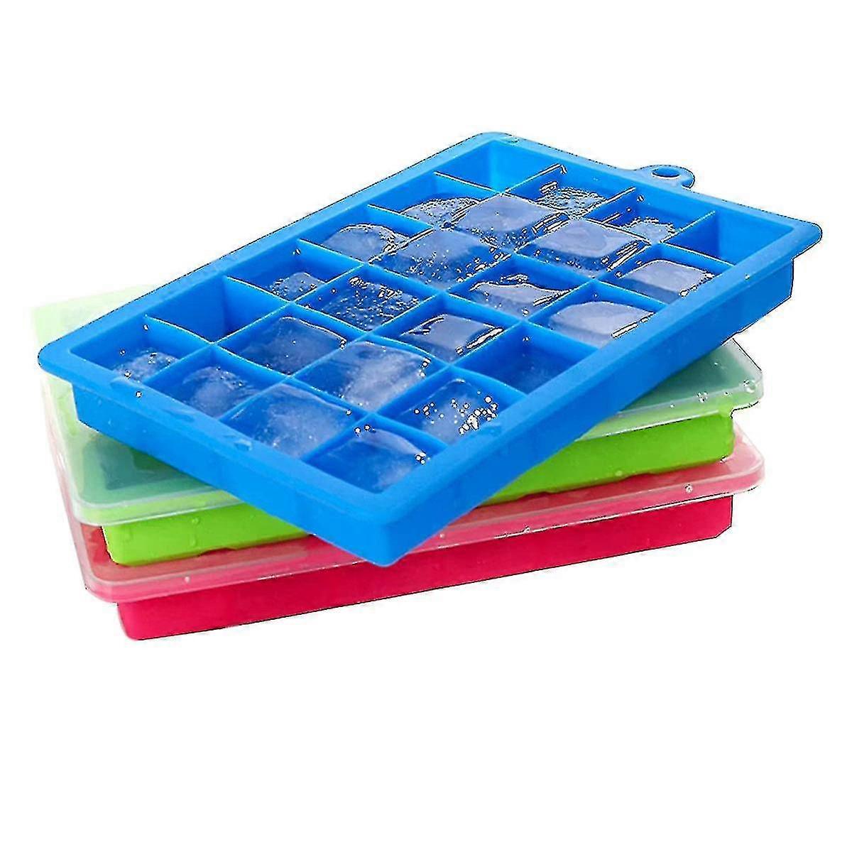 Trays - Silicone Trays Molds With Lid , Removable And Stackable, 24 Ice Cubes Per Trays