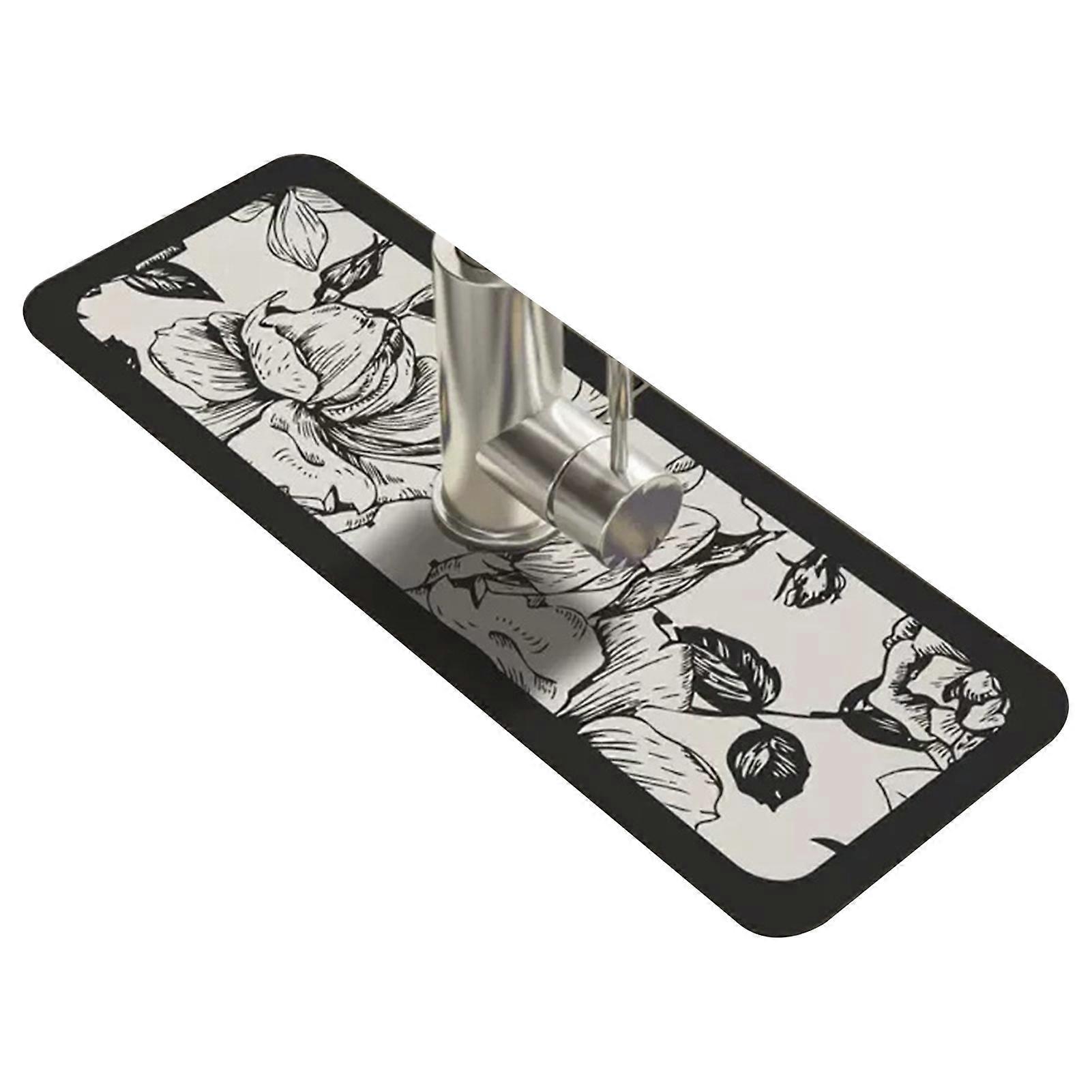 Faucet Draining Mat Water Absorption Exquisite Pattern Reusable Non-Fading Simple Installation Drip Catcher Tray Sink Splash Faucet Mat Kitchen Suppli