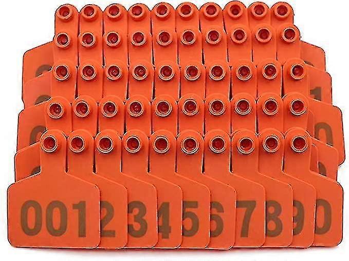 100 Pcs Goat Pig Ear Tags Cows Cows Calf Farm Orange