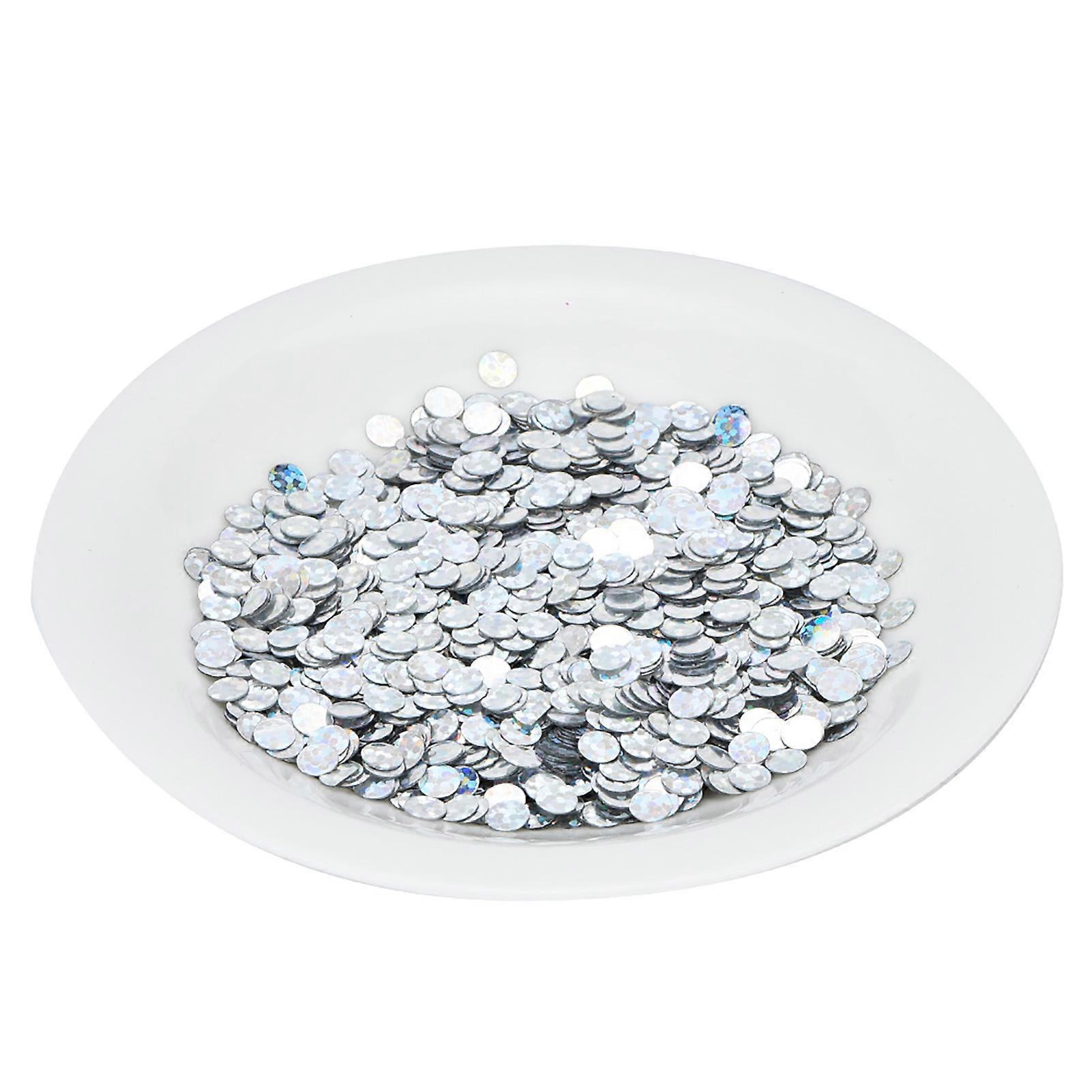 50G DIY PVC Bez otworu Okrągłe cekinowe materiały do ubrań ślubnych (Laser Silver 5mm)