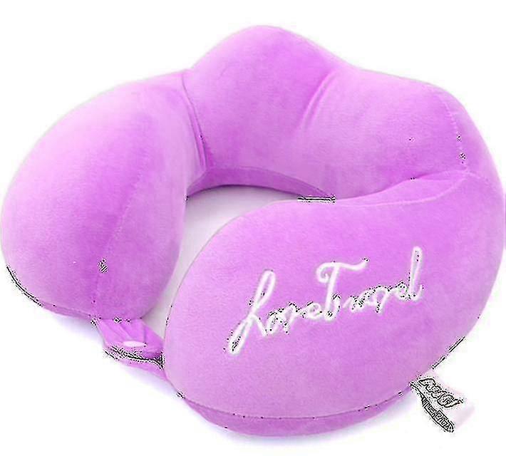 Memory Cotton Pillow, Slow Rebound U Shaped Pillow, Neck Support Travel Pillowpurple