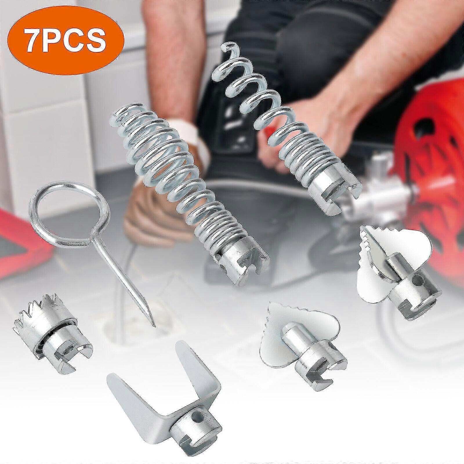 7X Cutter Set Drain Cleaner Plumbing Snake Cable Auger Clog Sewer Unblocker Tool-Yvan