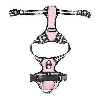 Dog Harness Adjustable Breathable Mesh Reflective Escape Proof Vest for Outdoor Hiking Pink M