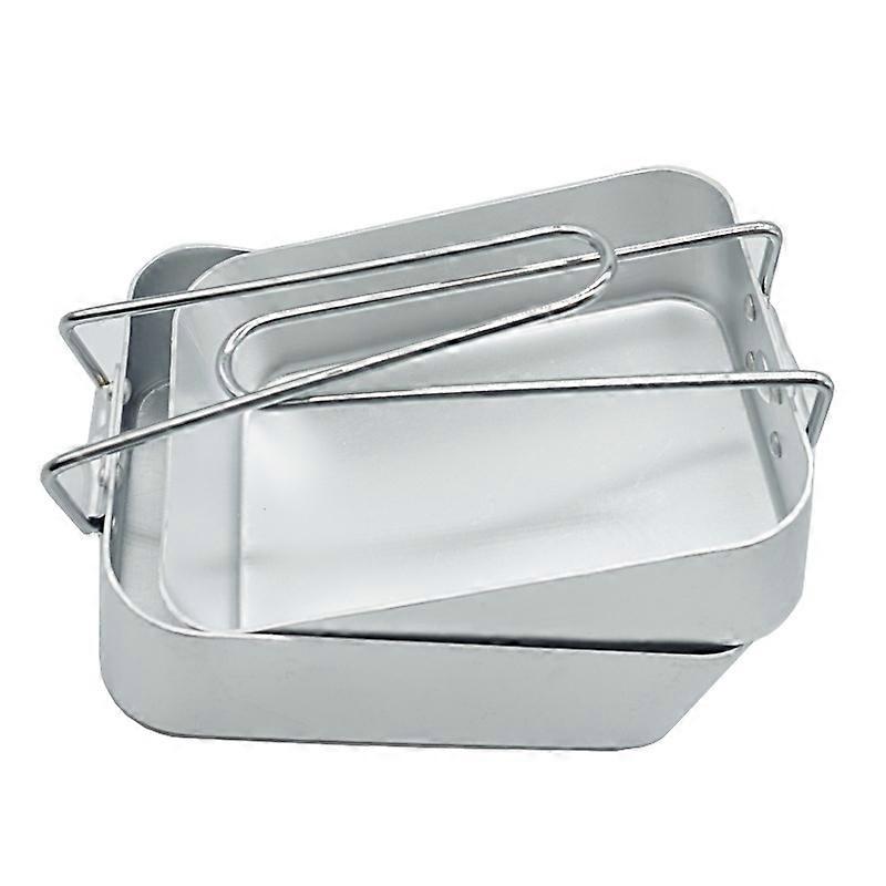 Aluminium Mess Tin-Silver(2 pcs, silver)