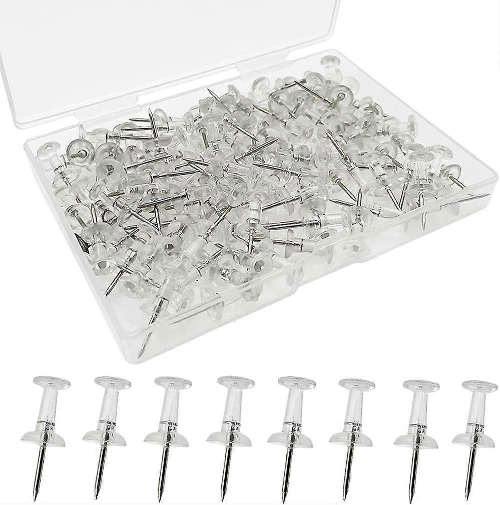Clear Push Pins,Plastic Head Thumb Tacks Map Push Pins for Wall Drawing Pinboard,Map Mark or Bulletin BoardClear(100PCS)