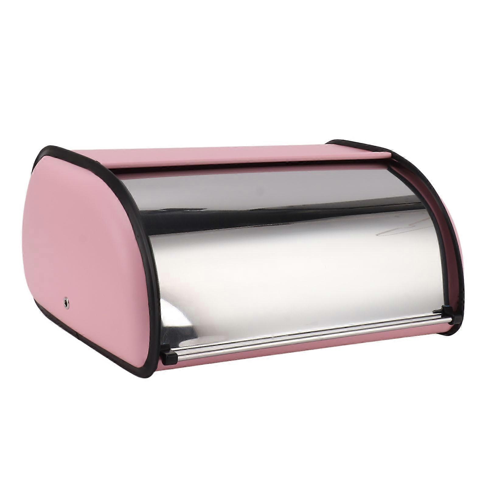 Countertop Bread Storage Bin Pink Mirror Glow Roll Top Bread Box For Kitchen Bread Shop