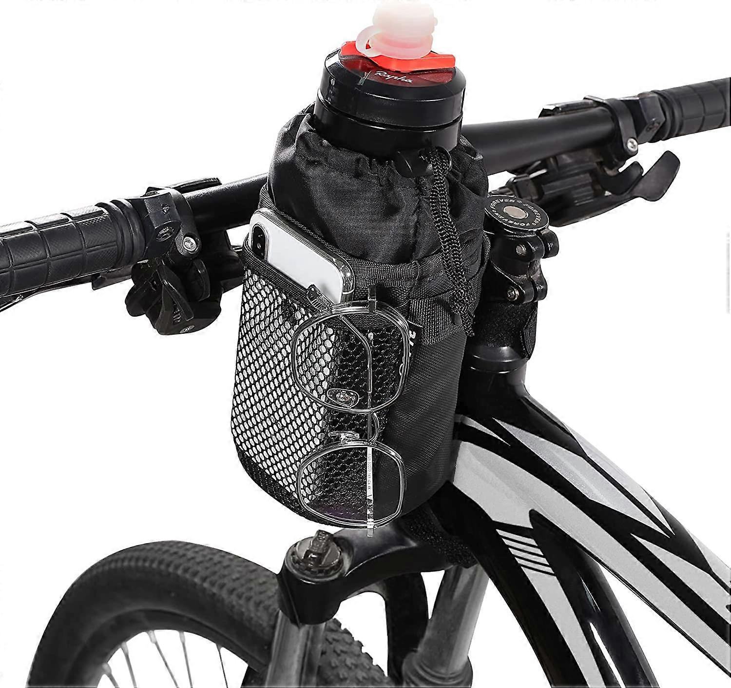 Bicycle Bottle Bag Holder with Mesh Front Pocket, Large Capacity Bicycle Water Bag Holder for Cruiser, MTB, Road Bike, Scooter, WheelchairM20*10.5*10.