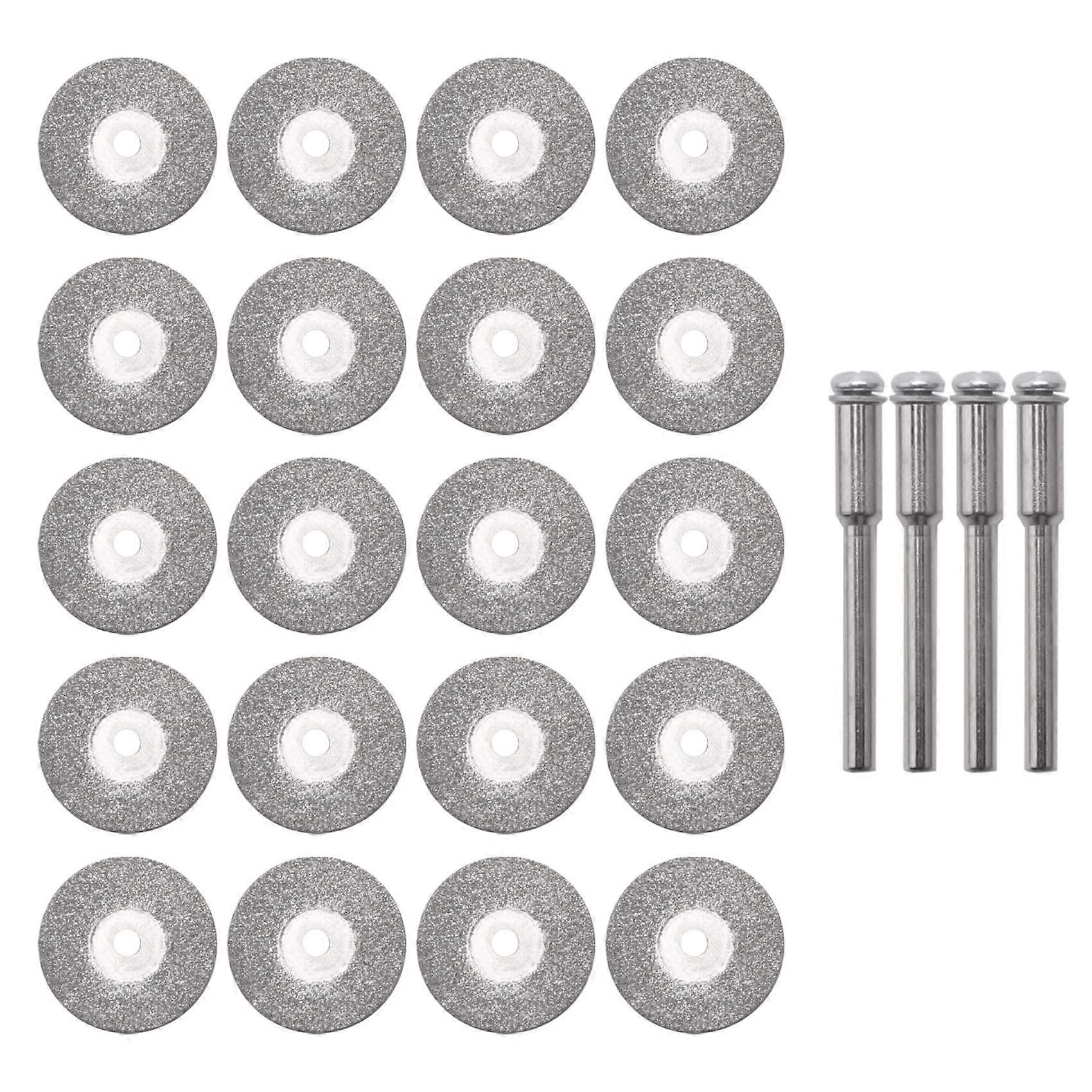 20 Pieces 22 Mm Diamond Cutting Wheel Cut Off Discs Coated Rotary Tools With 4 Pack Mandrel Rotary Tool For Drill