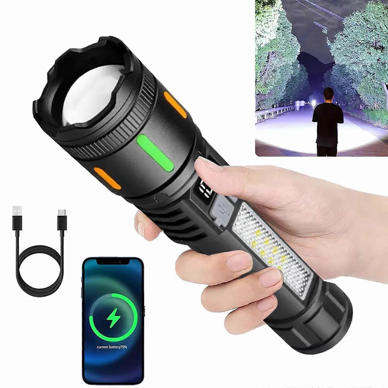 Super Bright Flashlight Zoom Rechargeable Torch Lamp Work Lights