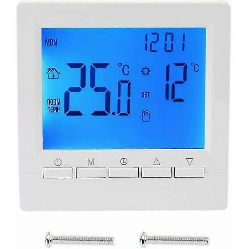 Smart Wall Thermostat with LCD Display for Floor Heating - Blue Backlight