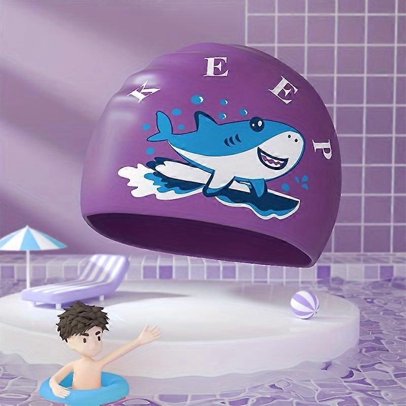 1pc Children's Swimming Cap For Boys And Girls, Waterproof Ear Protection Silicone Swimming Cap, Swimming Training Equipment