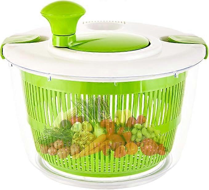 Salad spinner with lid (24x22x19.5), kitchen aid, salad dryer for washing and drying salad, salad spinner with crank drive and 5 liter salad bowl and