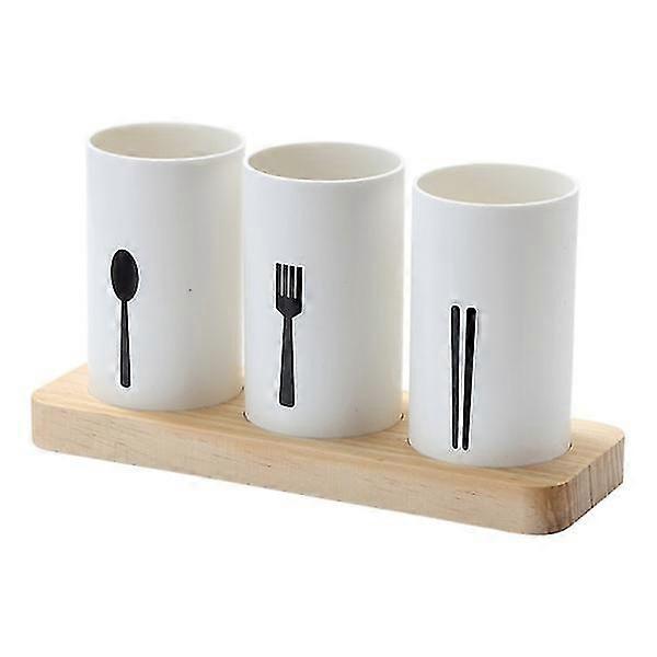 Kitchen Utensils, Cutlery Organizer With Wooden Base