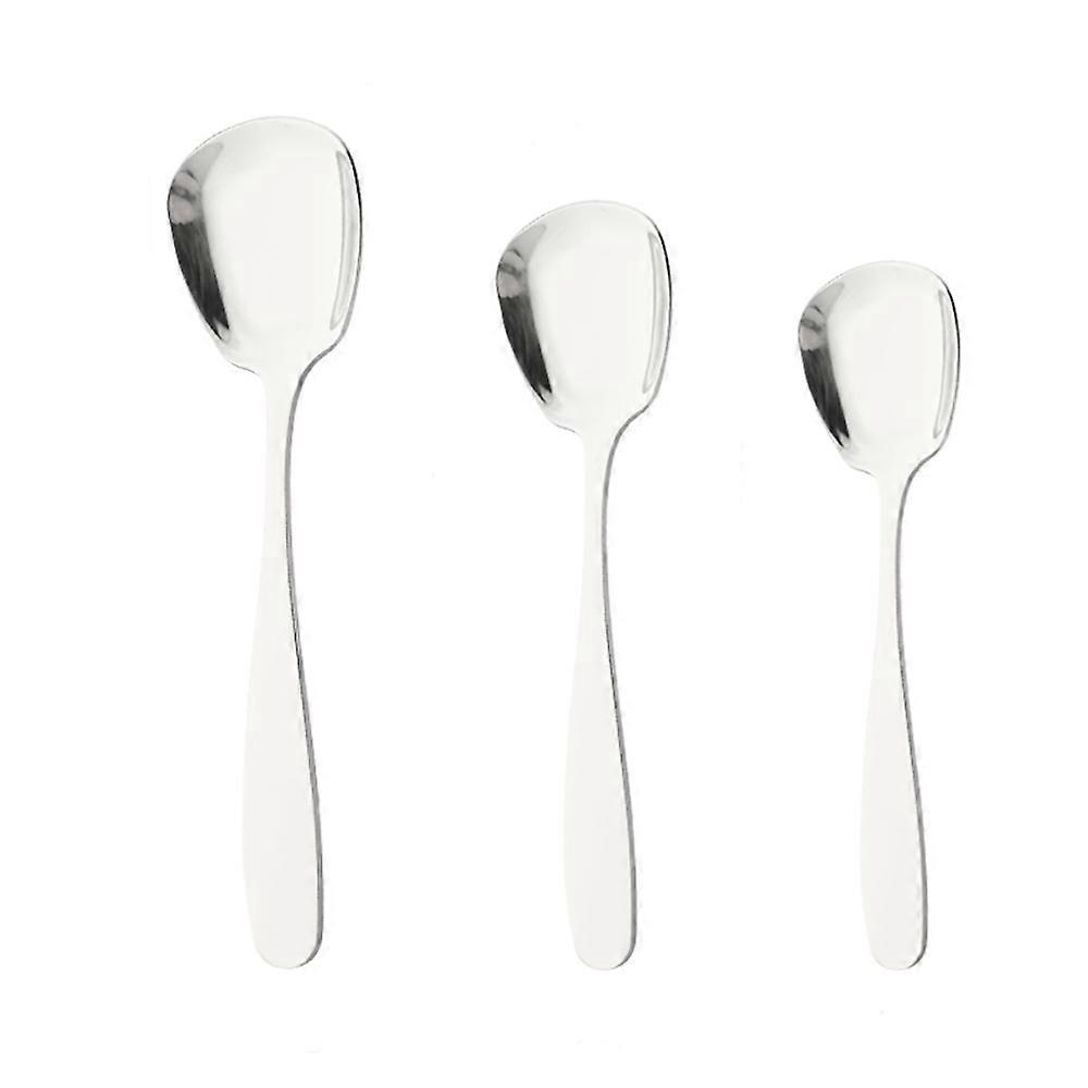 Stainless Steel Flat Spoons Dinnerware 3Pcs Set For Soup Stirring Spoon Flatware Kitchen Accessories