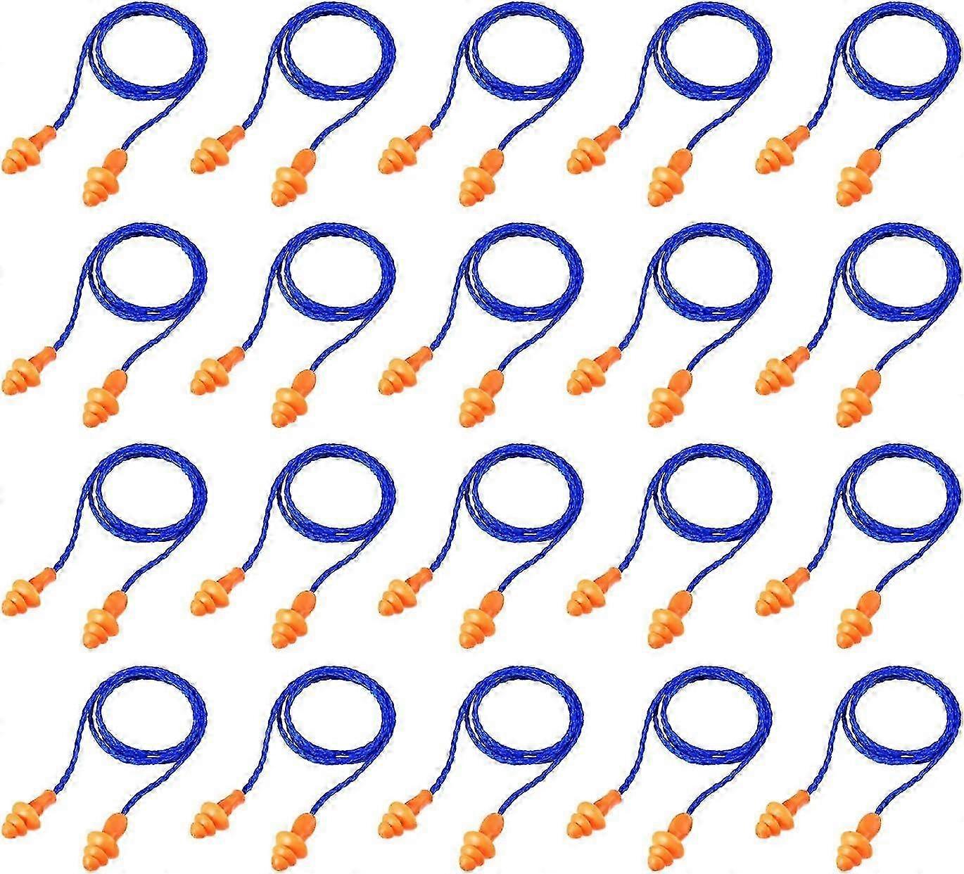 20 Pairs Corded Ear Plugs Reusable Silicone Earplugs with String Banded Ear Plug Sleep Noise Cancelling for Hearing Protection