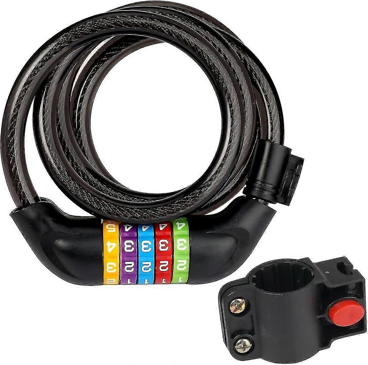 Bike Lock With 5-digit Code, 1.2m Bicycle Lock Combination Cable Lock Security Bike Chain Lock For Bicycle