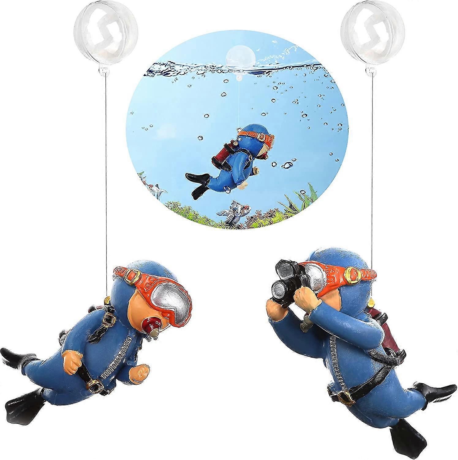 2-حزمة الأسماك خزان الزخارف لطيف الغواص الصغير حوض السمك الديكور العائمة زينة حوض السمك زميل اللعب لخزان الأسماك مناسبة لجميع أنواع