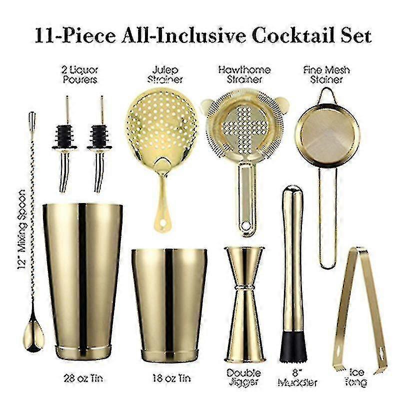 10pcs Stainless Steel Boston Shaker Professional Bartender Kit-