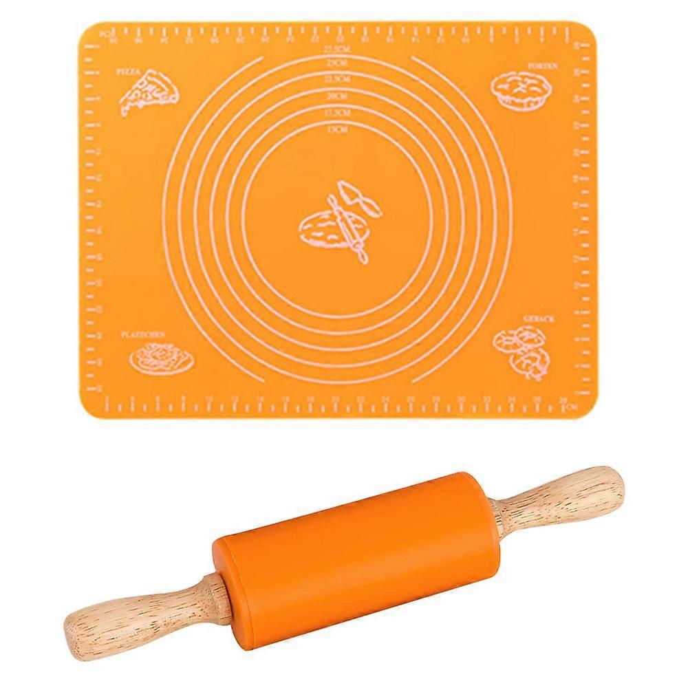 Silicone Dough Mat Baking Mat 40  30cm with Rolling Pin Dough Roller