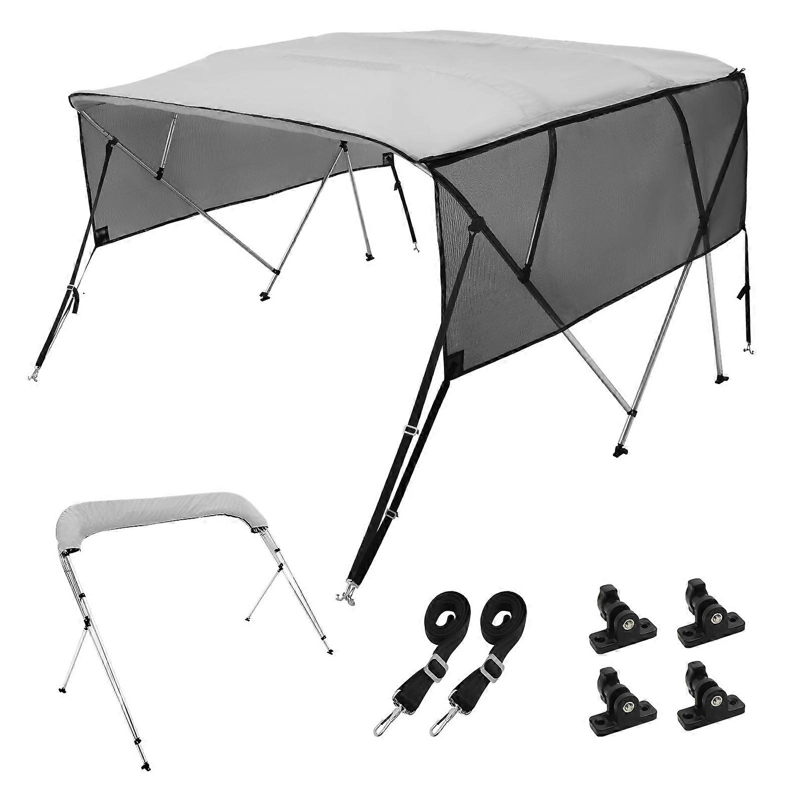 4-Bug-Bimini-Top-Bootsabdeckung, abnehmbare Mesh-Seitenwände, 600D-Polyester-Baldachin mit 1-Zoll-Aluminiumlegierungsrahmen