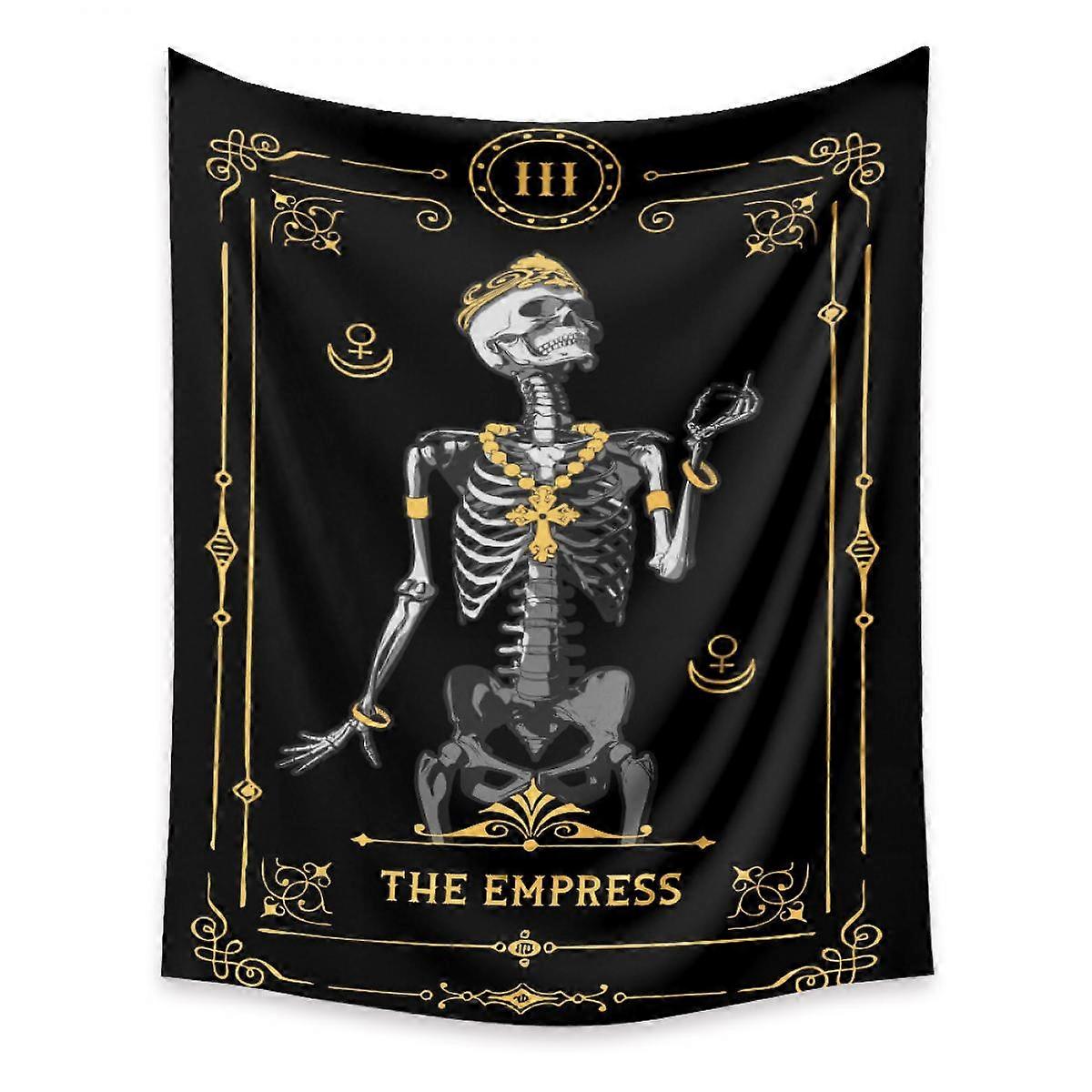 Wekity Skull Tarot Gobeläng Estetisk Konst Hem Bakgrund Tyg Prydnad Gåva Pool Gobeläng Vardagsrum Sovrum Prydnad (EMPRESS, 39 X 59 tum)