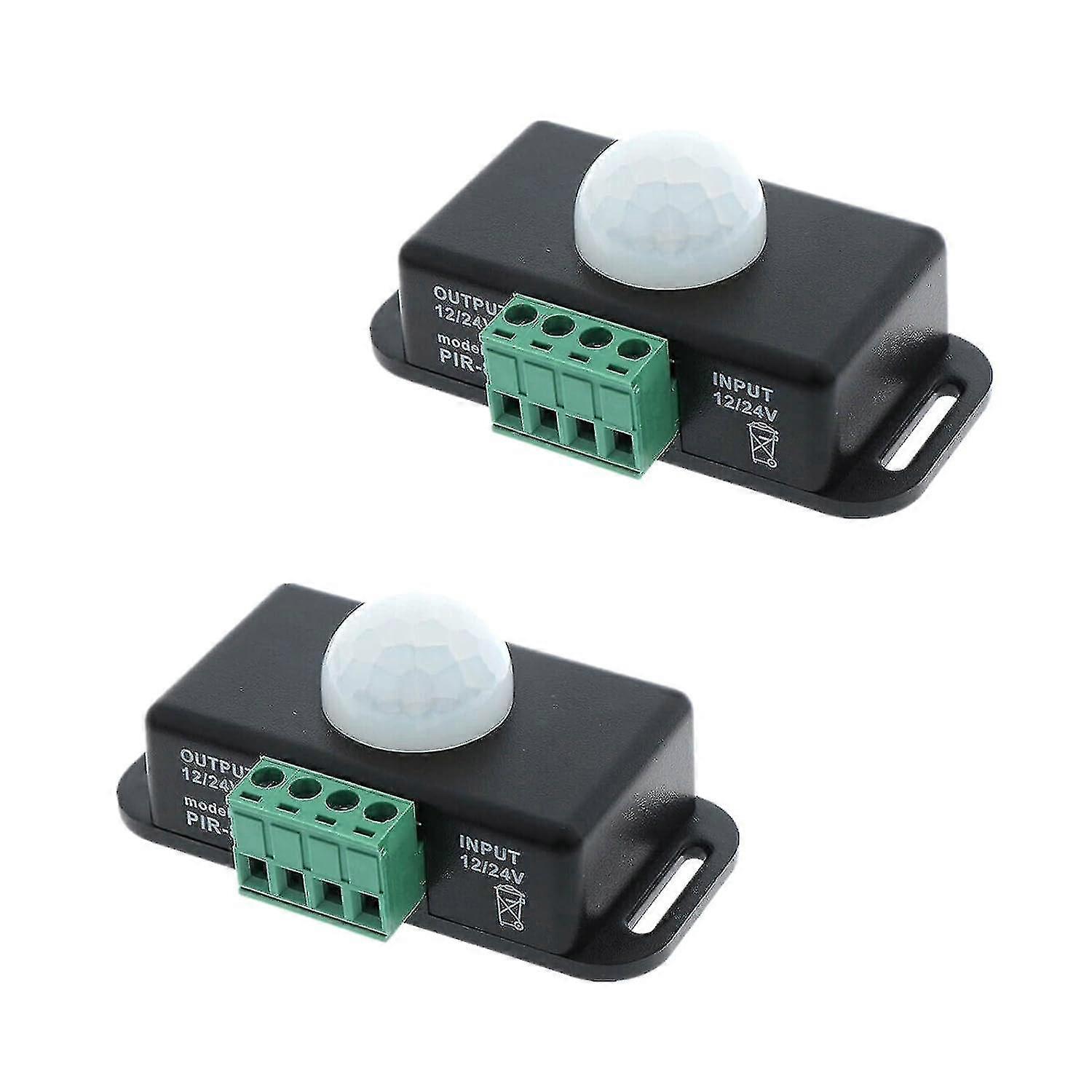 DC 12V 24V PIR Sensor LED Motion Sensor Switch,Body Infrared Sensing Controller for Timer Flexible LED Automatic Light Strips, 2Pack