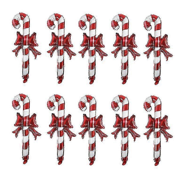 10pcs Xmas Inflatable Stick Cane Candy Balloon Handheld Xmas Elements Balloon