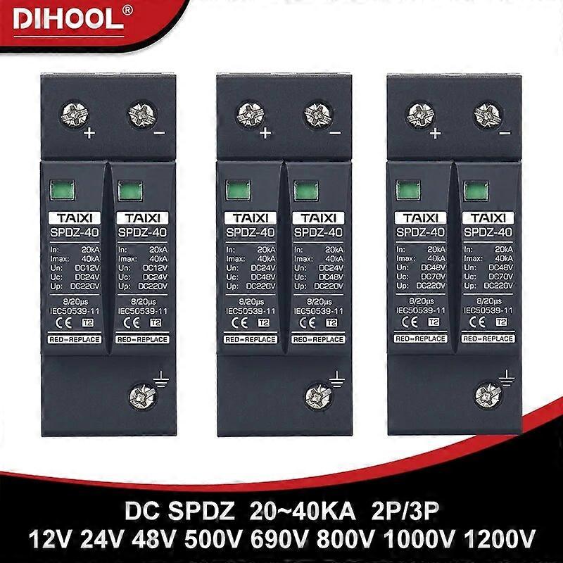 SPDZ PV Surge Protection Device Lighting 2P DC 12V 24V 48V 500V 1000V  20KA-40KA Solar Photovoltaic Surge Protector