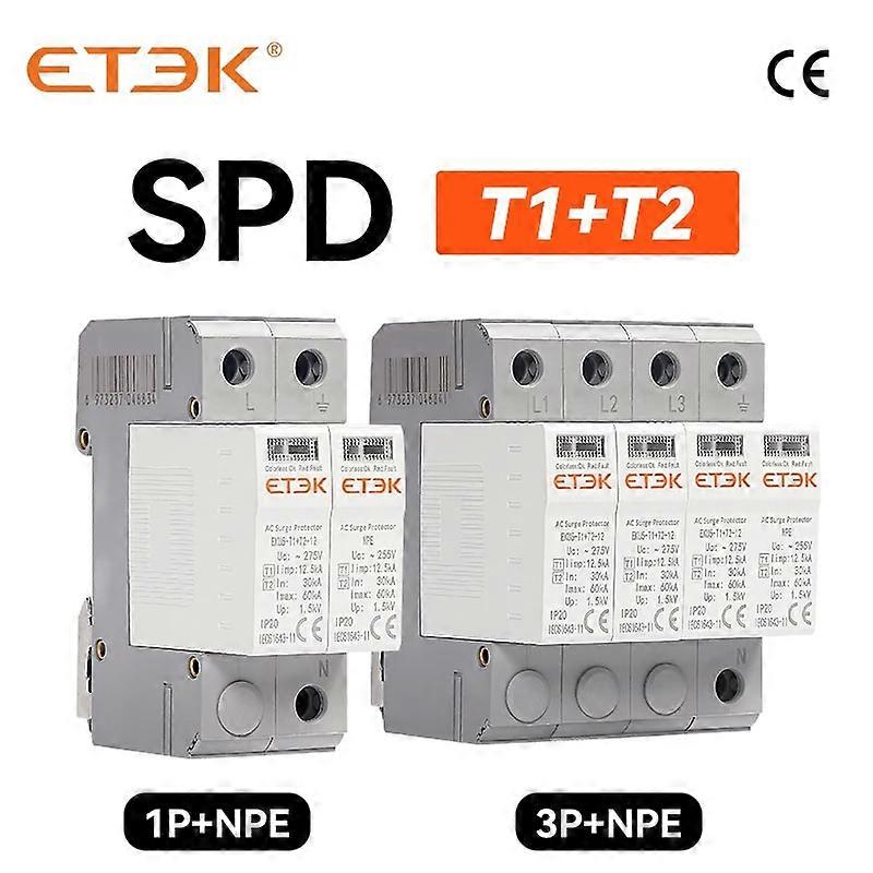 ETEK SPD סוג T1 + T2 בית ברק מגן התקן מגן הגנה 2P 4P 1P 1P + NPE 3P + NPE EKU5