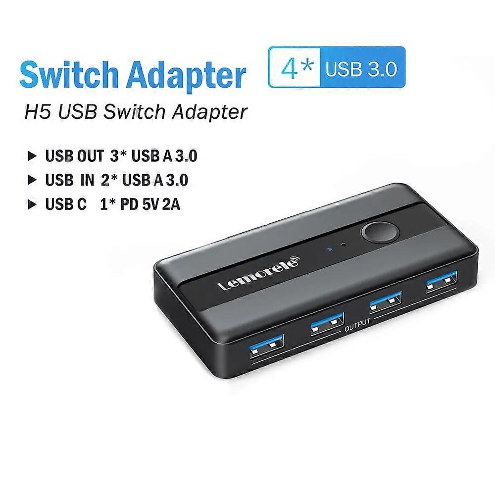 Lemorele USB KVM Switch Adapter USB 3.0 Switcher 2 Input 4 Output USB Switch KVM Switcher Printer Sharer For Computer Keyboard