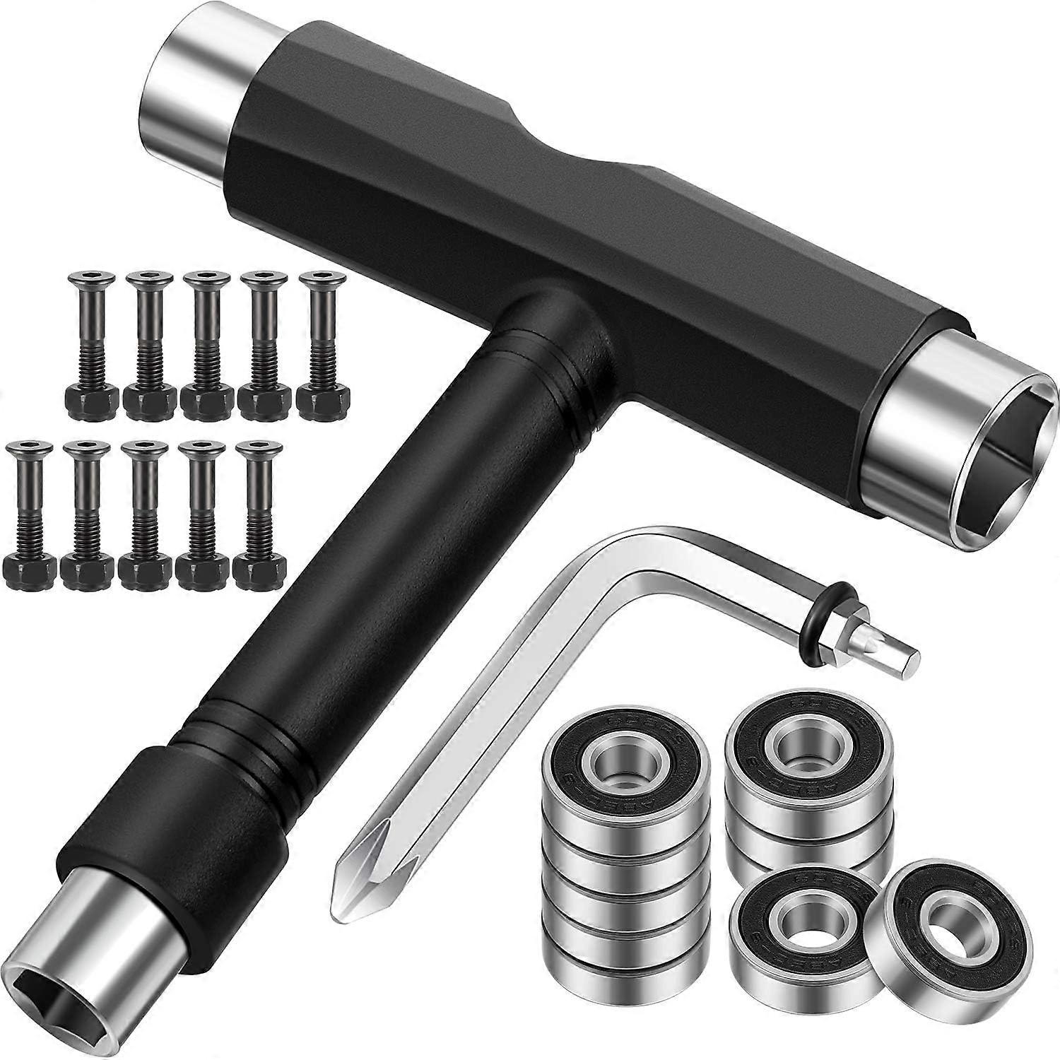 22 Pieces Multifunctional Skateboard Tools Portable T Tool Skate Accessories Include T Type Skate Tool