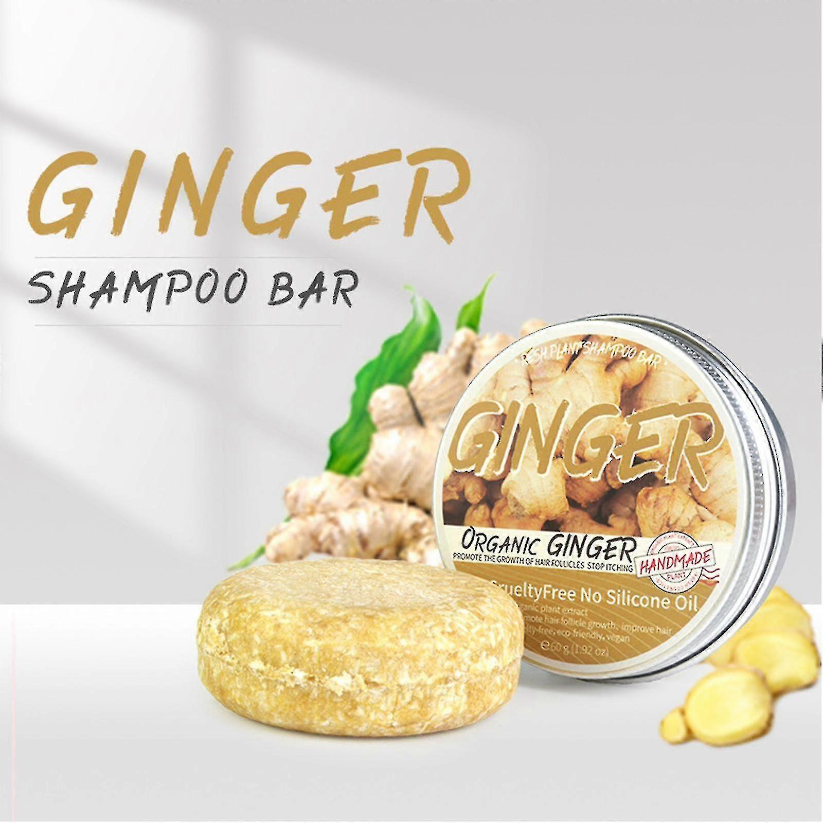 2 Pcs Τζίντζερ μαλλιά Regrowth σαμπουάν Μπαρ, προωθεί την ανάπτυξη των μαλλιώνanti-πιτυρίδα και αντι-φαγούρα Hk