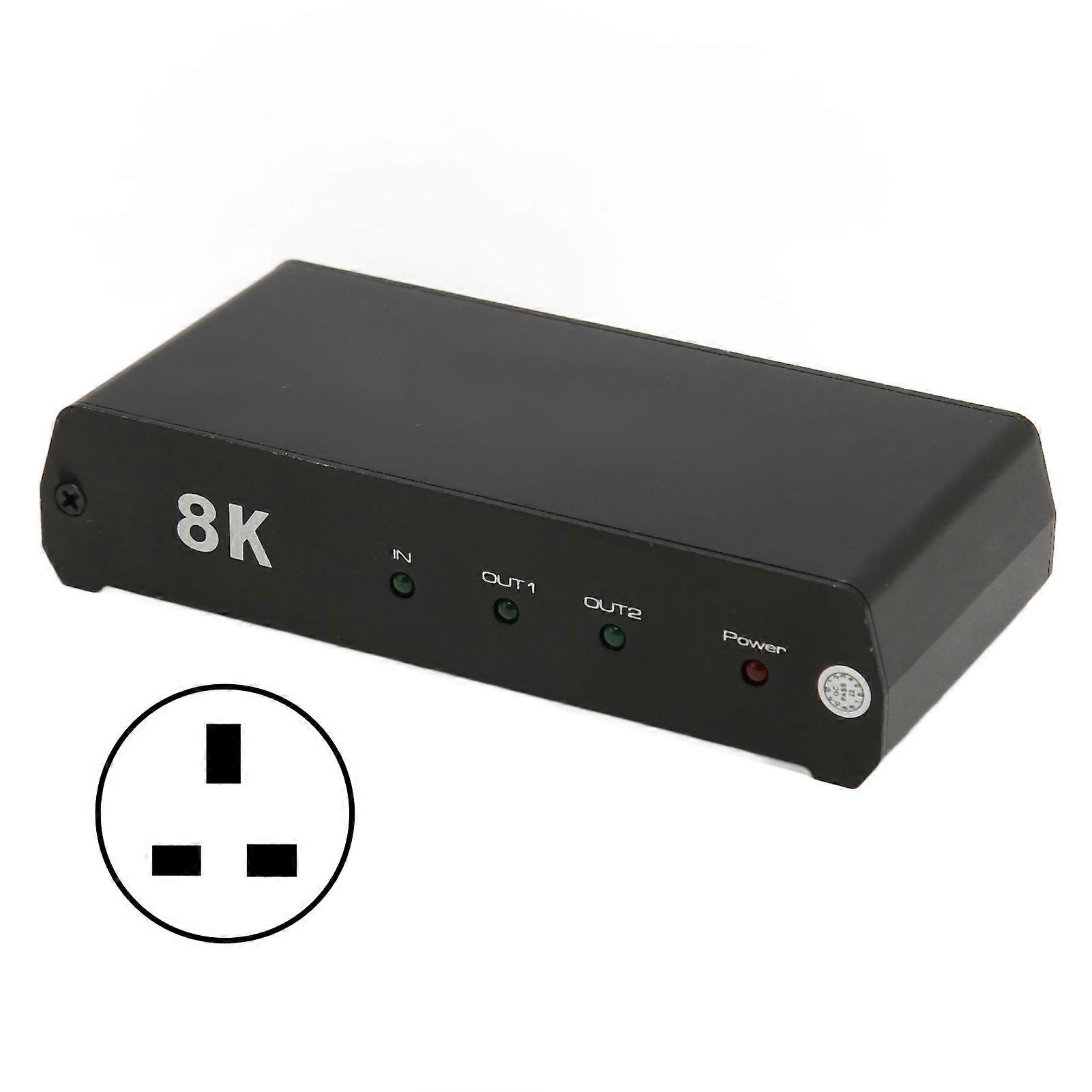 HD Multimedia Interface Splitter 1 In 2 Out 8K 60Hz HDR HD Multimedia Interface Switcher for TV Set Top Box 100240V US Plug