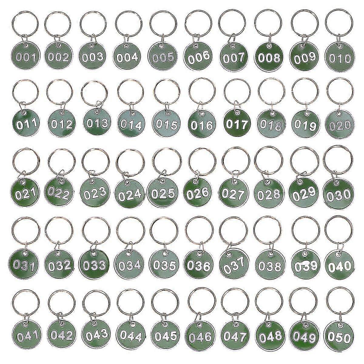 50 Pcs Stainless Steel Keychain Numbered Key Tags Metal Tags Number Keychain Metal Numbered Tags Round Numbered Tags